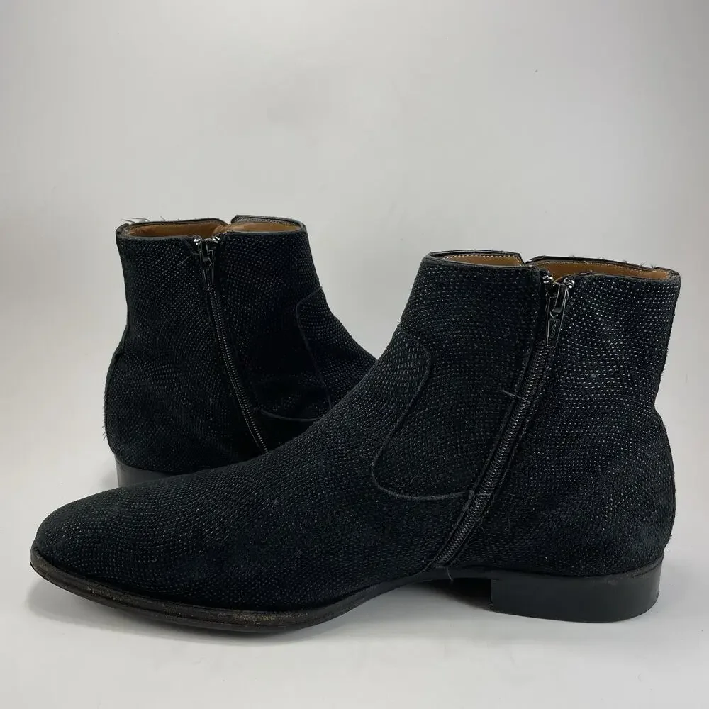 Mezlan Spain Black Suede Jodhpur Chelsea Boots Buckle Detailed Mens Size 10 M